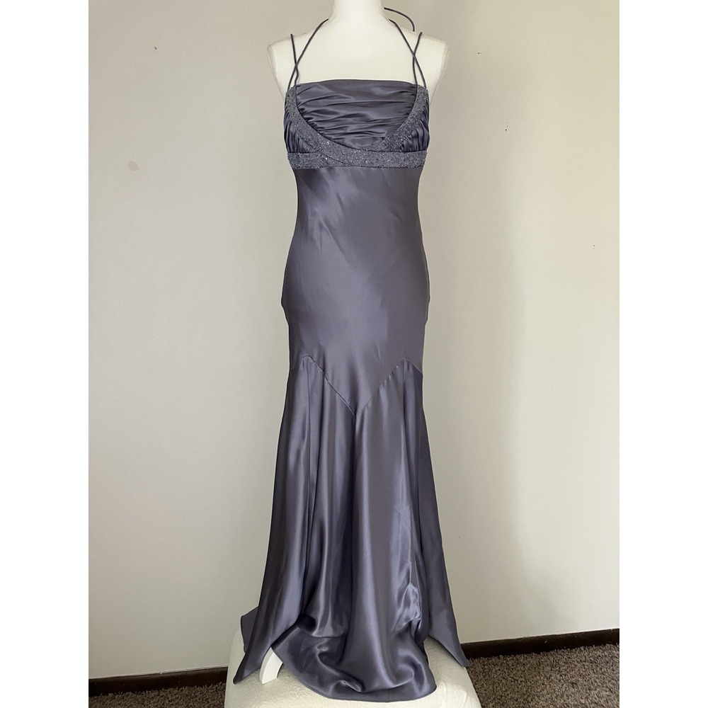 Niki Livas Prom Formal Gown Sz 10 In A Pewter Gray Y2K Inspired